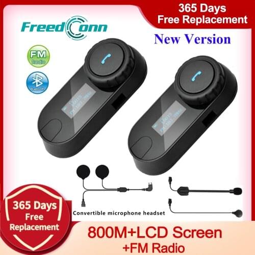 FreedConn TCOM-SC Bluetooth Motorcycle Interphone Headset Helmet Intercom LCD Screen with FM Radio Switchable Microphone