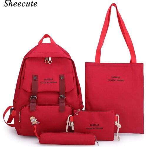 Simple Backpack Girls School Bag Travel Backpack 4pcs/set Children School Backpacks Large-capacity Kids Shoulder Bag Softback