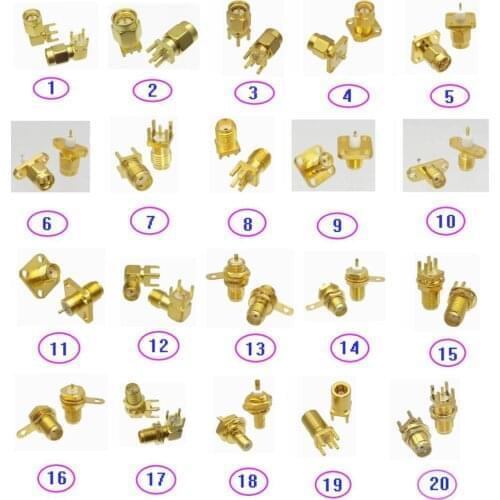 Connector SMA / SMB Male Plug & Female Jack Solder PCB mount & Flange PTFE mount & Bulkhead Nut mount RF Coaxial