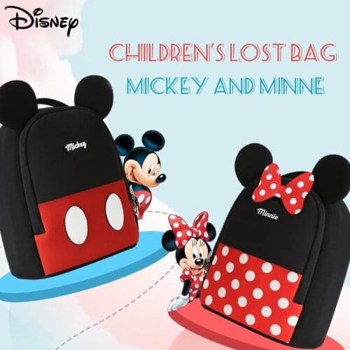 Disney Kawaii Cartoon Mickey Mouse Minnie Figures Backpack Kindergarten School Bag Preschool Baby Boys Handbag For Childrens