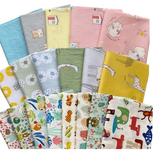 100% Cotton Twill Fabric Cartoon Animals Lion Giraffe Elephant Bear For Kids Sheet Summer Clothes Dress Top Craft Cushion Craft