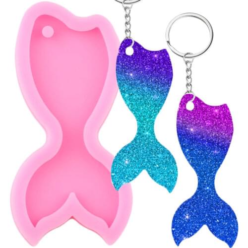 Mermaid Tail Silicone Mold Fishtail Keychain Molds Key Ring Epoxy Resin Mould DIY Craft Necklace Jewelry Making Pendant Moulds