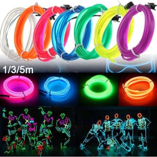 Glow EL Wire Cable LED Neon Christmas Dance Party DIY Costumes Clothing Luminous Car Light Decoration Clothes Ball Rave 1m/3m/5m