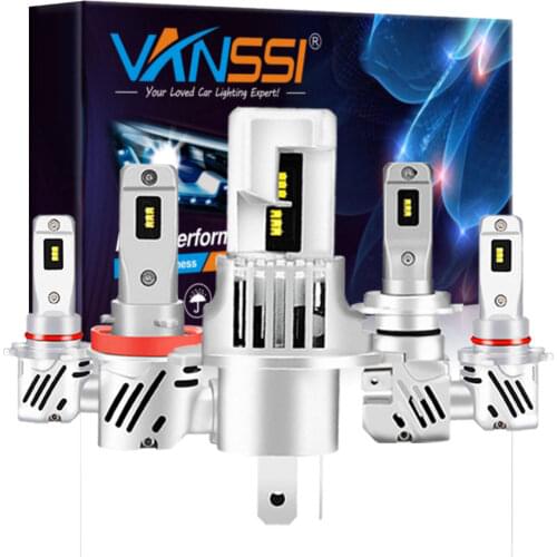 VANSSI Car H4 LED Headlight Bulbs Hi-Low Beam H7 H8 H9 H11 HB3 9005 HB4 9006 Single Beam Wireless LED Headlight Kit 6000k White