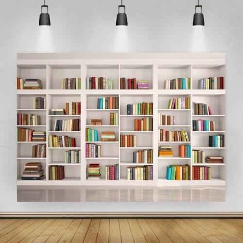 European Style White Floor Bookshelf Portrait Photography Background Indoor Decoration Vinyl Backdrop Photocall Studio Props