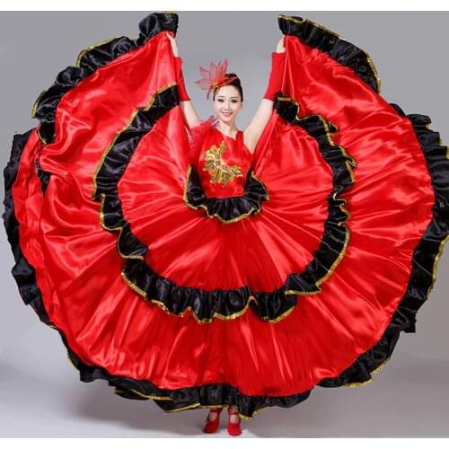Flamenco Skirt Spanish Senorita Flamenco Dancer Fancy Dress Costume Brazil Dance Costume Gypsy Ro Flamenco Dress S-XXXL DL2891