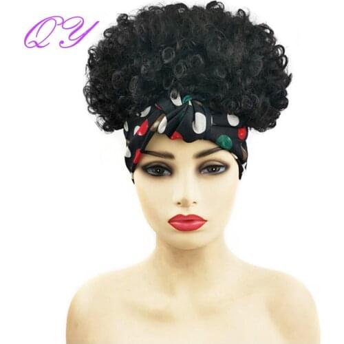 Headband Synthetic Womens Wig Short Nature Black Hair Bands Women Afro Kinky Curly Wigs High Temperature Adjustable Size Hair