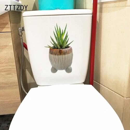 ZTTZDY 14.2×23.9CM Green Potted Plants Home Decor Accessories WC Toilet Stickers Wall Decals T6-0272