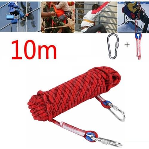 10m Outdoor Heavy Duty Rock Climbing Rope Emergency Paracord Rescue Safety Rope Hiking Climbing Parts Aerial Work Accessories