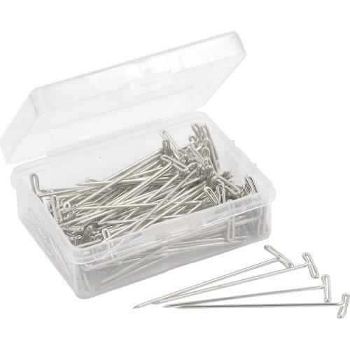 100pcs 51mm Stainless Steel T Pins Stitch Patchwork Head Straight Pins Dressmaking Pins Quilt Applique Sewing Accessories