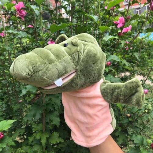 24cm Plush Hand Puppets Crocodile Shark Frog Toy Mouth Movable Kindergarten Home Interactive Kids Adults Stuffed Puppets Props