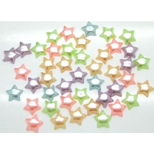 300Pcs 11mm Mixed Colorful Star Half Pearl Beads FlatBack Scrapbook Craft Cabochon Kawaii DIY Embellishments Accessories