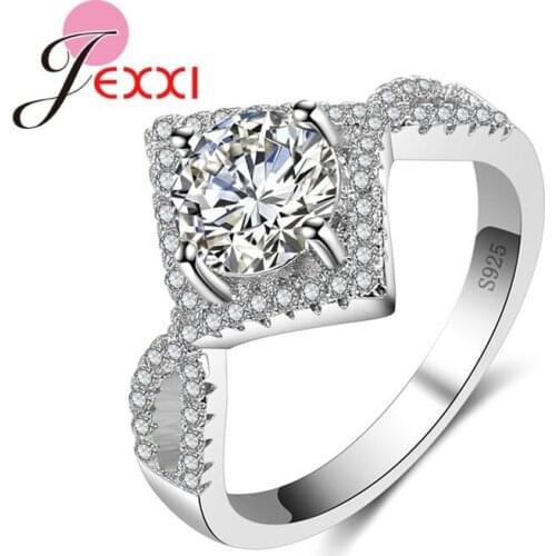 4 Prongs Setting Cubic Zircon Women Rings For Engagement Jewelry Accessory Fashion 925 Silver Bridal Wedding Ring Bijoux