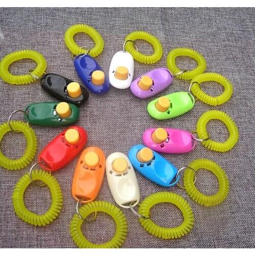 5 pcs Plastic New Dogs Click Trainer Aid Too Adjustable Wrist Strap Sound Key Chain Pet Cat Dog Training Clicker