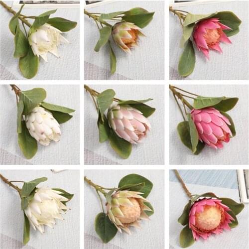 7Pcs European Fake Single Stem Protea Cynaroides Simulation Proba Flowers for Wedding Home Showcase Decorative Artificial flower