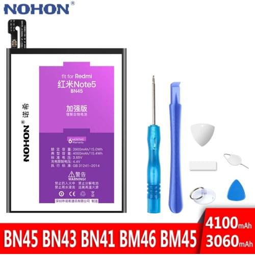 NOHON Battery For Xiaomi Redmi Note 5 4 4X 3 2 Replacement Bateria BN45 BN43 BN41 BM46 BM45 Original Lithium Polymer Batteries