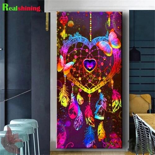 Large size diy 5D diamond painting Full drill Heart-shaped Dreamcatcher Feather diamond embroidery mosaic cross stitch N2177