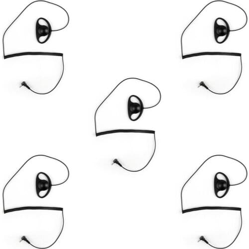Artudatech 5Pcs 2.5mm Listen Only Curve D-Shape Headset PTT For Motorola XTL446 XTR446 PMR446 Walkie Talkie