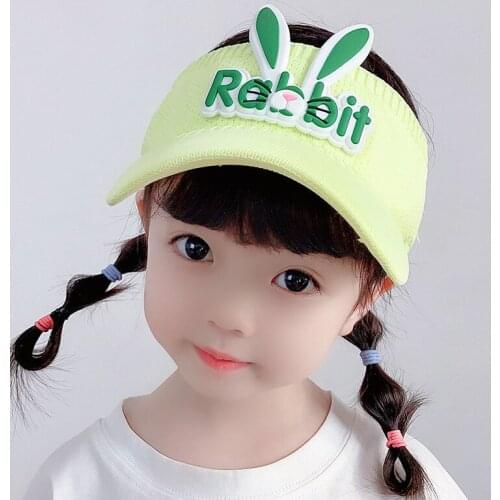 2021 Childrens Cute Bunny Hat Empty Top Duck Tongue Kids Baseball Cap Sun Visor Bunny Ears Golf Cap Outdoor UV Sunscreen Hat
