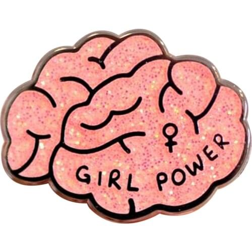 Girl power glitter pin feminist flair addition