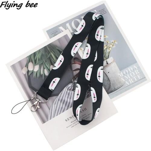 Flyingbee Noface Man Black Cartoon Neck Strap Lanyards ID Badge Card Holder Keychain Phone Gym Strap Webbing Necklace Gift X1625