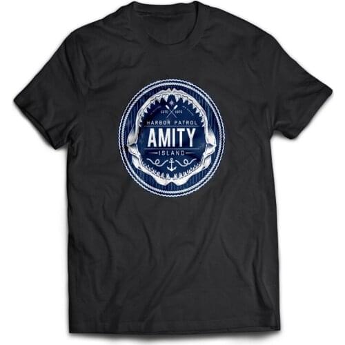 Jaws Amity Police Shark Horror Movie Film Tv Tumblr 80S 90S Retro T Shirt 2019 Summer O Neck MenS Brand Clothing Cotton Make