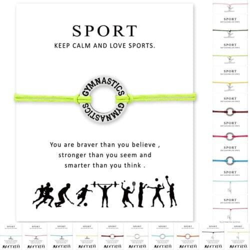 Gymnast Make a Wish Adjustable Friendship Statement Jewelry with Card Silver Calisthenics Gymnastics Charm Bracelets for Women