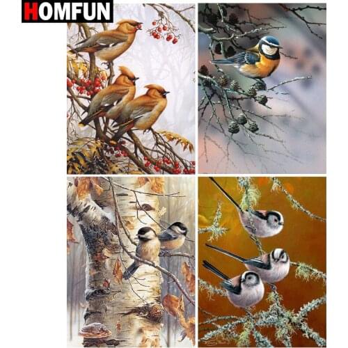 HOMFUN 3D Diamond Painting ‘’Bird animal tree" DIY Full Rhinestones Drill Cross-stitch Kits Square Round Diamond Embroidery