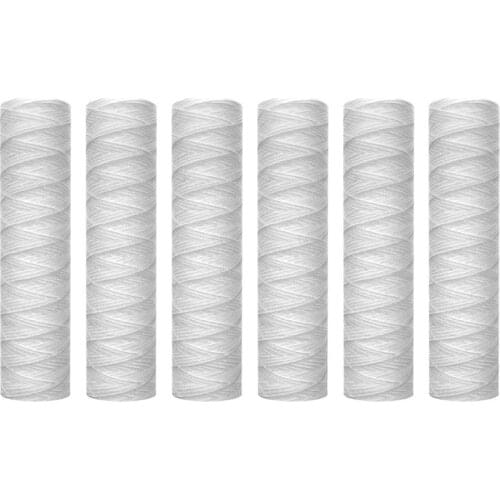 10 Micrometre String Wound Sediment Water Filter Cartridge,6 Pack,Whole House Sediment Filtration,Universal