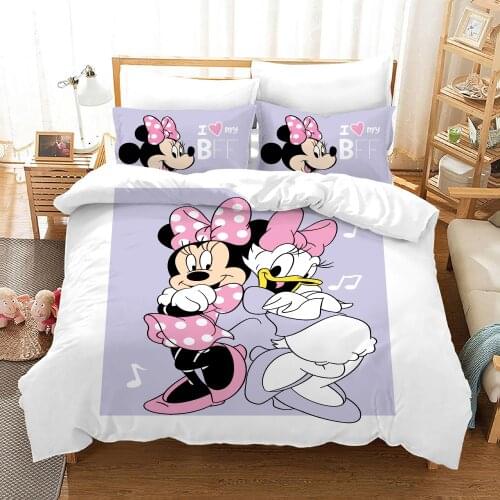 Bedding Set Disney Donald Duck Mickey Minnie Mouse Quilt Cover Pillowcase Children Kids Girls Boys Duvet Covers Bedspread Decor
