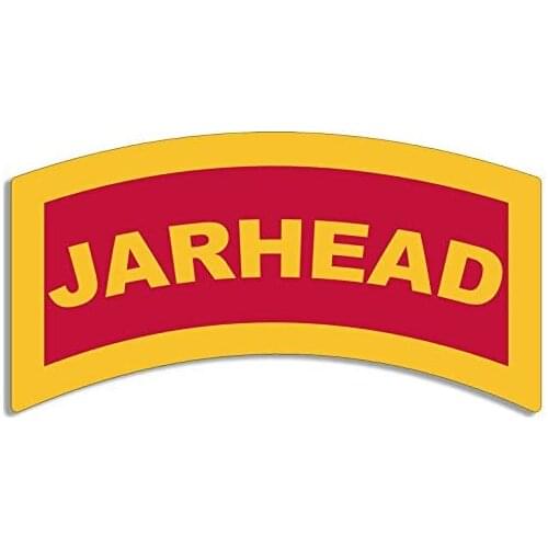 Red/Yellow Jarhead Tab Shaped Sticker (SSI Logo Military)