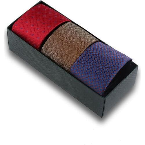 Red Brown Blue 3-Pack Necktie Mens Gift Set Gift for Men Wedding Accessories Tie Set Tie For Suit neckties
