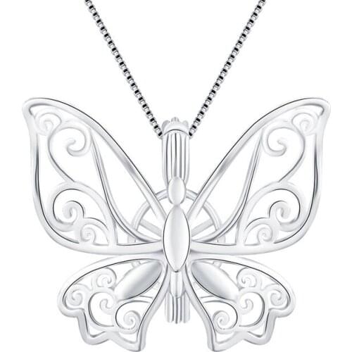 CLUCI 3pcs 925 Sterling Silver Butterfly Charms Pendant Women Jewelry Gift Silver 925 Butterfly Pearl Locket SC194SB