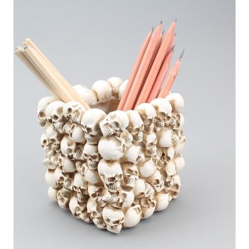 Square Skull Pen Holder Storage Desktop Cosmetic Pen Jewelry Storage Bucket Home Storage Potted Plant Home Decoration