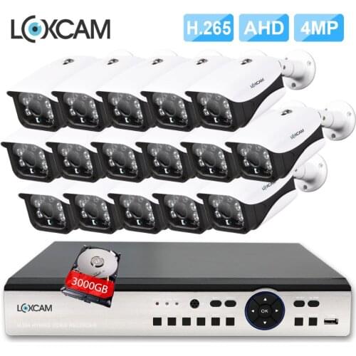 LOXCAM H.265+ 2MP 4MP security Camera System 16CH 5MP-N In/Outdoor Waterproof IR Night vision Camera 16ch Video Surveillance kit
