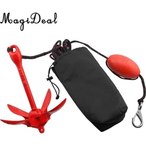 MagiDeal Heavy Duty Folding 1.5kg Anchor Buoy Kit for Inflatable Boat Canoe Kayak Sailboat Fishing Jet Ski Raft Supplies Red