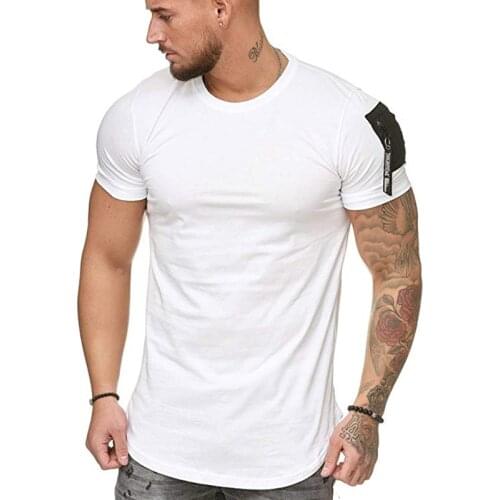 2020 summer fashion mens solid color round neck T-shirt casual sports comfortable breathable slim fit European size M-5XL