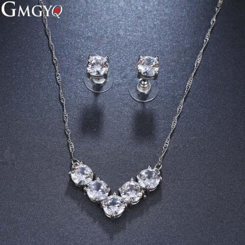 GMGYQ Statement Necklace Sets 2019 Wedding Accessories Bride Jewelry Set Necklace With Pendant And Earring Set