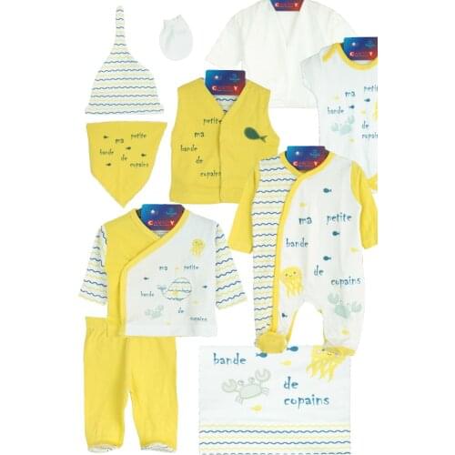 Newborn Baby Boy 10 Piece Hospital Output The Zibin Set Fish pattern 100% Cotton Baby Gift Layette Hospital Outfit Baby Set 0-3