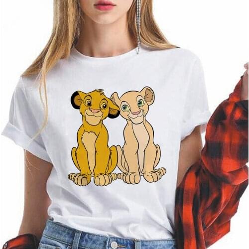 Disney Simba and Nala Casual T Shirt Large Face Design Print Women Fashion Clothes European style Hot Sale Femme Vetement