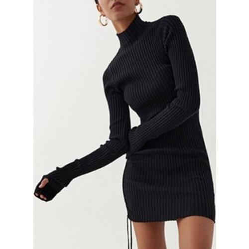 Autumn Winter Popular Solid Color Drawstring Bodycon Dress Women Autumn Dress Bodycon for Wedding