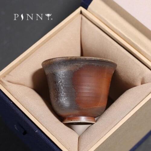PINNY 55ml Kung Fu Retro Pottery Teacup Pigmented Chinese Kung Fu Tea Cup Vintage Tea Bowl Tea Ceremony