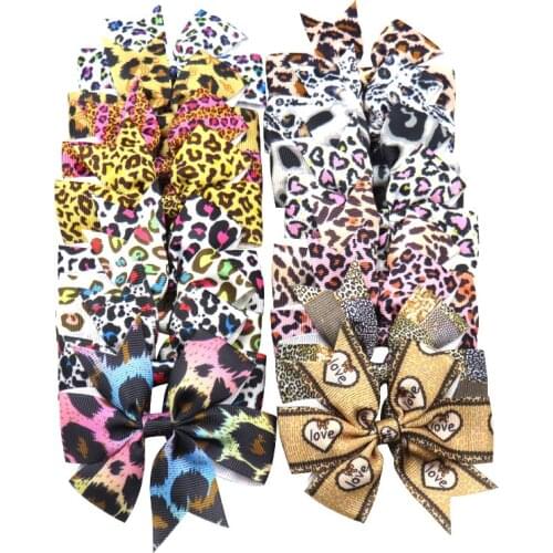1PCS Novelty Lovely Leopard Elastic Hair Bands Girls Ribbon Clip Bows Girl Hair Tie Hairpin Handmade Fashion Hair Accessories