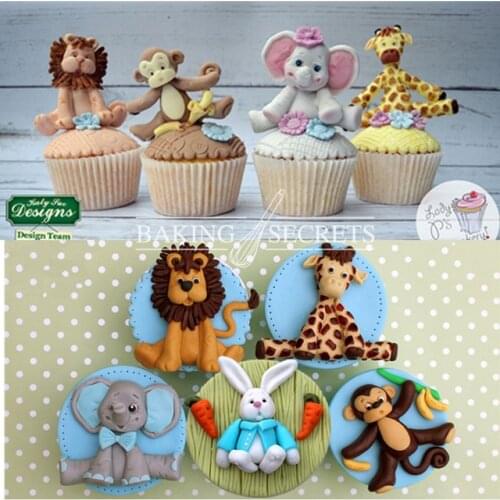 Animal Giraffe Lion Monkey Rabbit Elephant shape silicone mold fondant cake decoration mold resin clay craft mold DIY tool