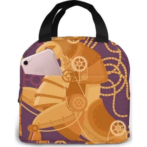 Lunch Bag Steampunk Horse Thermal Insulated Lunch Box Tote Cooler Bag Bento Pouch Lunch Container Food Storage Bag