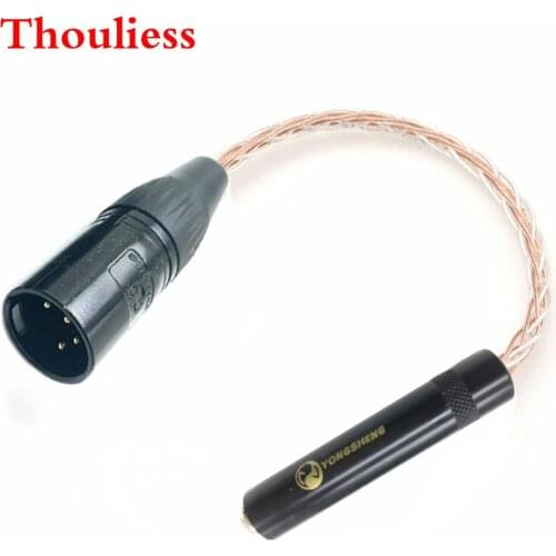 Thouliess 8 cores Copper Silver mixed Hifi 4-Pin XLR Male Balanced to 6.35mm 1/4 Female Audio Adapter Cable