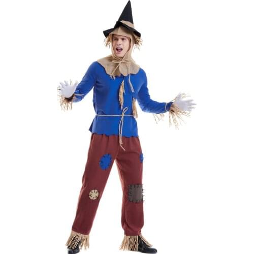 Adult The Scarecrow Costume For Women Men Patchwork Scarecrow Costume For Halloween Carnival Party Dress Up
