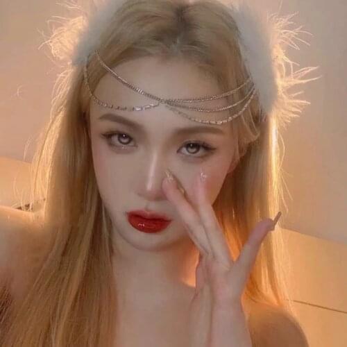 1PC Hair Clip Tassel Chain Diamond Hair Accessory Feather Headband Head Accessories for Women Forehead Decoration