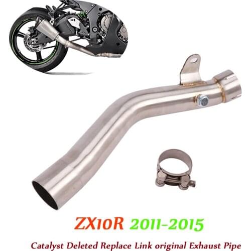 Motorcycle Delete Cat Middle Pipe Replace Connect Original Link Tubes Exhaust System For Kawasaki ZX-10R ZX10R 2011-2015