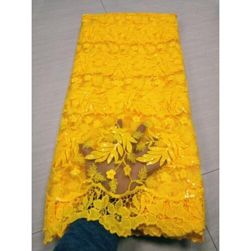 Yellow Sequins French Milk Silk Lace Fabric 2021 High Quality African Lace Mesh Nigerian Lace Fabric For Wedding NFM4905